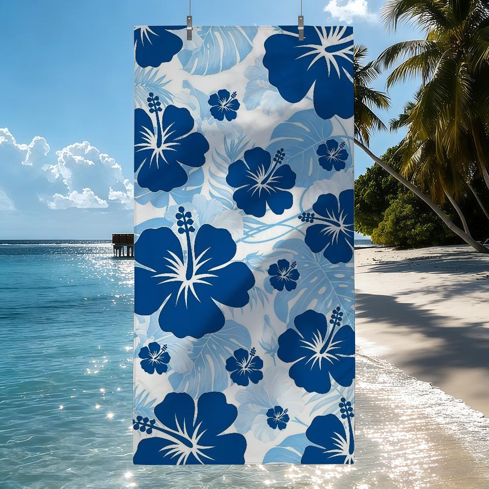 Blue Hibiscus Towel Quick Drying Beach Towels Are Suitable For Swimming Pools Camping Yoga And The Gym