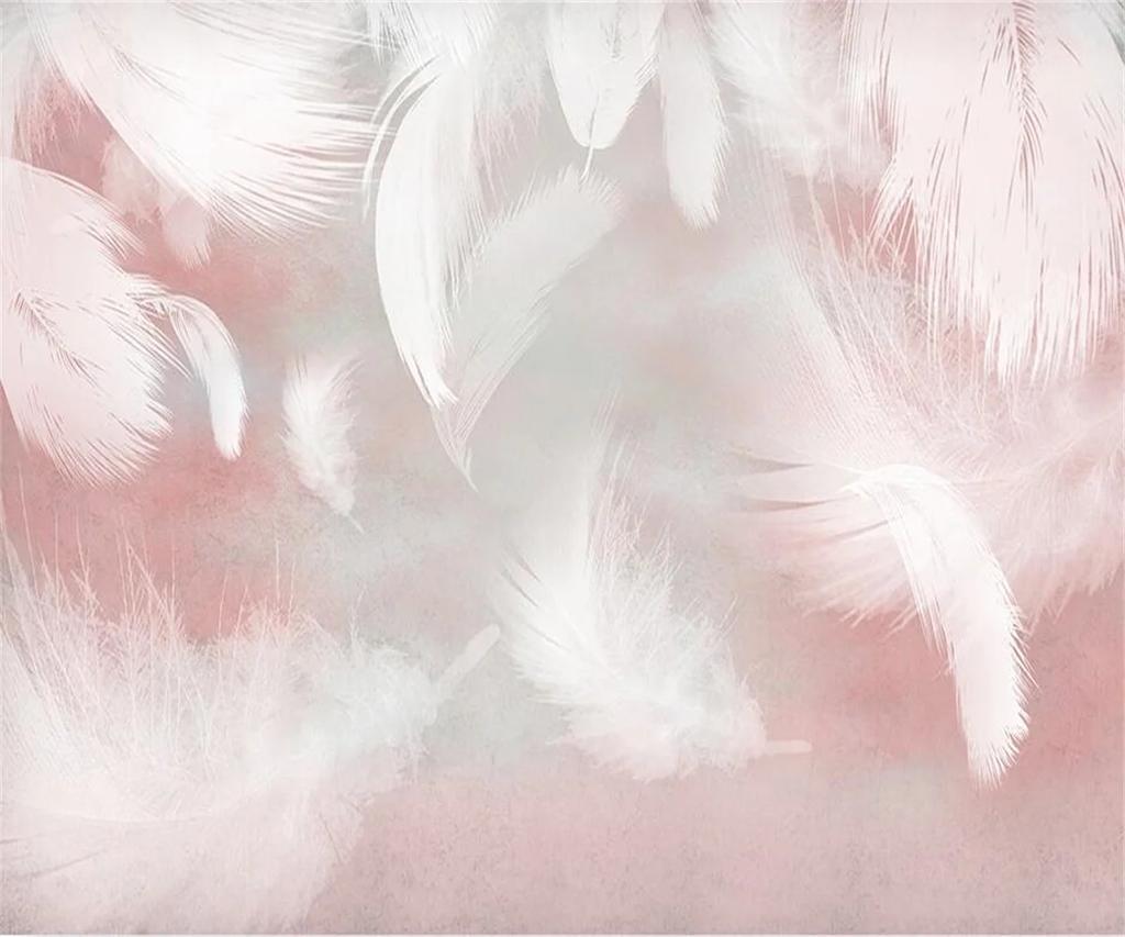 3d Wallpaper Modern Abstract Pink Feather Art Wall Mural Living Room Bedroom Wall Papers Home Decor Murals