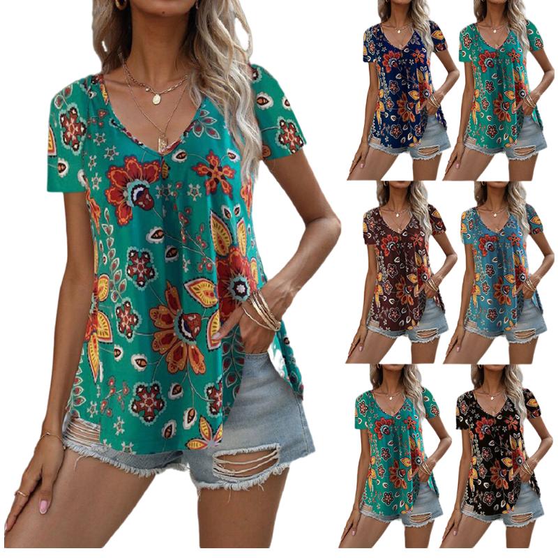 

2023 Летняя женская сексуальная футболка с v-образным вырезом и коротким рукавом