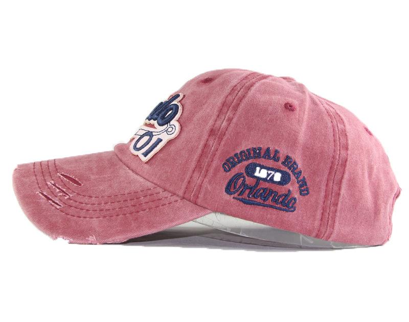 Cotton Washed Baseball Cap Orlando Embroidered Patch Hat, Fire Men's and Women's Hats Adjustable