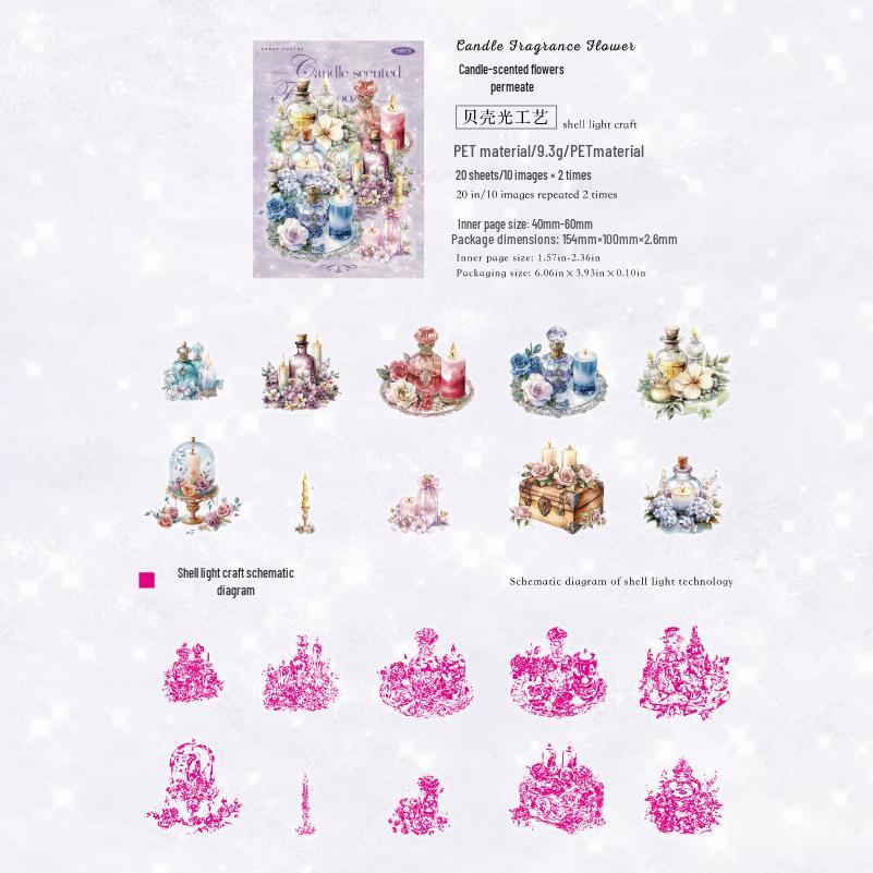 European Style Dream Series: Sugar Poem Ice Crystal Stickers - 20 Sheets for Journals, Scenery, and Decoration