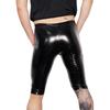 Sexy Men Double Side U Convex Pouch Half Pants Pvc Shiny Pants Tight Faux Leather Latex Pu Fashion Hot Short Elastic Legging