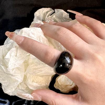 Temperament Snoepkleur Transparante Hars Ring Ovaal Breed Bedeltje Acryl Geometrische Ring Trendy Ins Stijl Onregelmatige Ring Cadeau