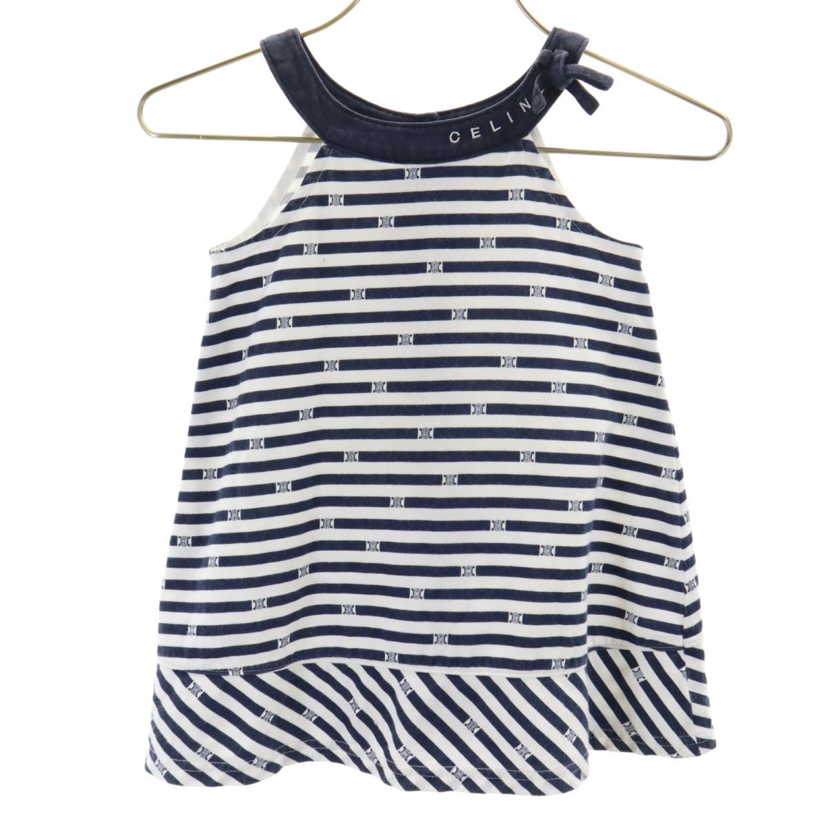 

CELINE made in Japan border No sleeve Cut 80 Baby Back Button Kid s Used