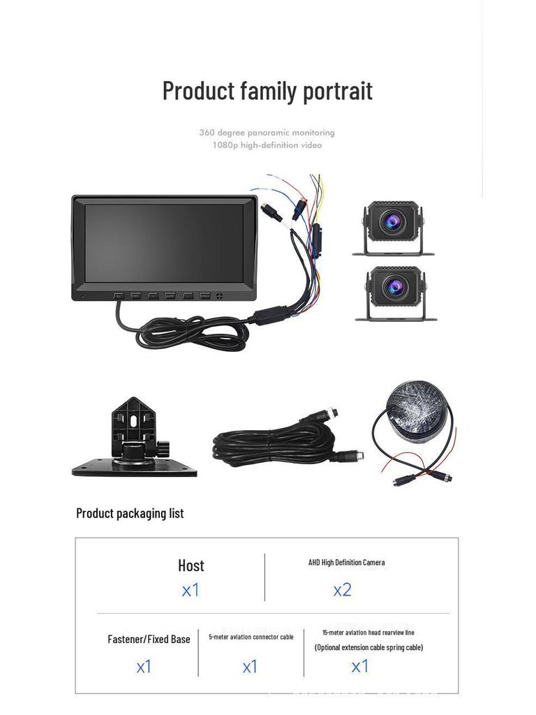 Dual-Lens 2-Channel Dash Cam: Front & Rear HD Night Vision with Reversing Image, 12/24V Compatibility