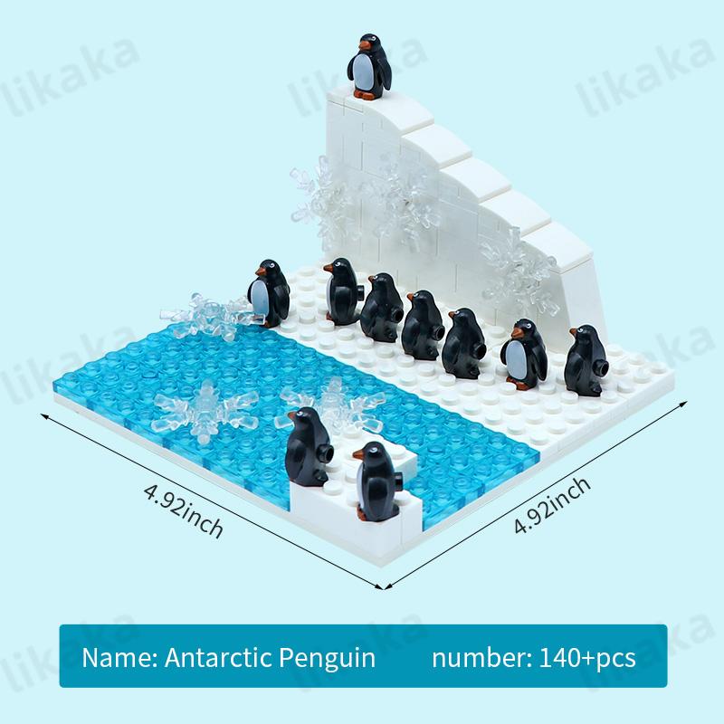 Moc Penguin Glacier Construction Blocks Polar Bear Blocks Toy Sets Icy Snow World Montessori Toy Sets For Kids Gifts Kids Toy Sets Diy Toy Sets
