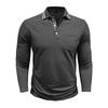 Spring Trend Men's Long Sleeve Casual Polo Shirts Solid Lapel Button Up Pullover Tops Autumn Turn Down Collar Polos