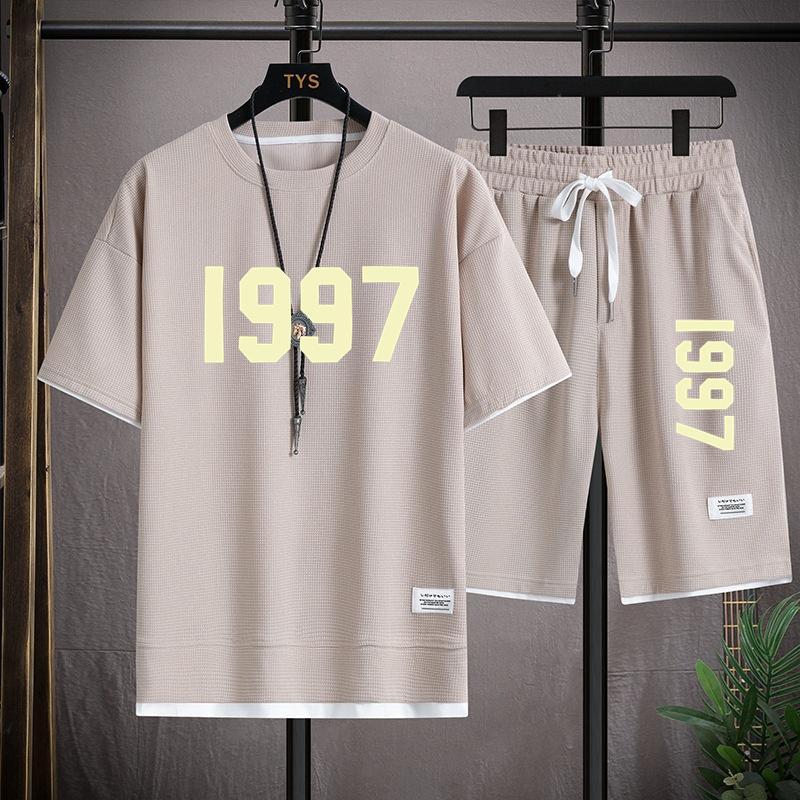 

Летний повседневный мужской комплект 1997 года, футболка и шорты, модные комплекты из двух предметов, уличная одежда, спортивный костюм, спортивный костюм в стиле Харадзюку M