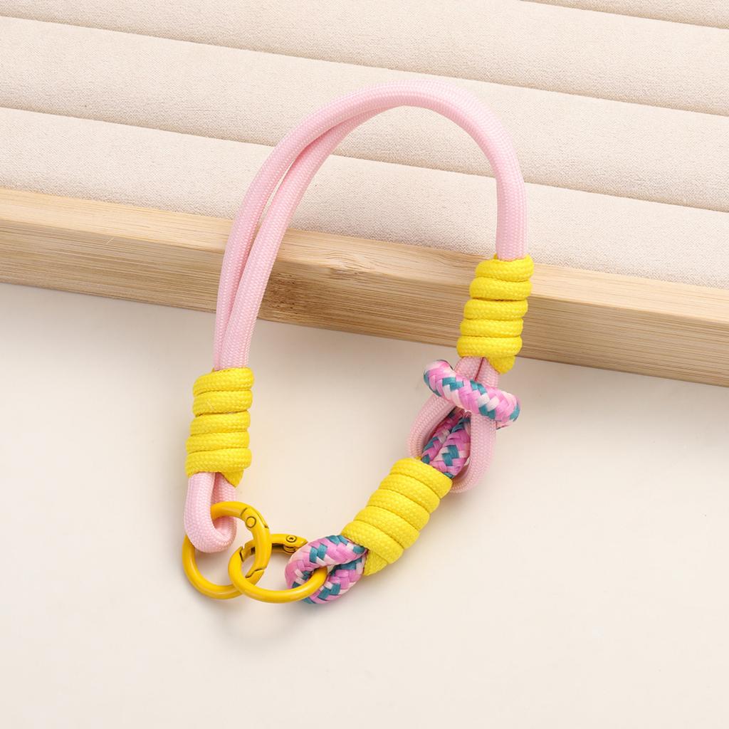 Color-blocked Double-buckle Knotted Hand-woven Short Mobile Phone Lanyard