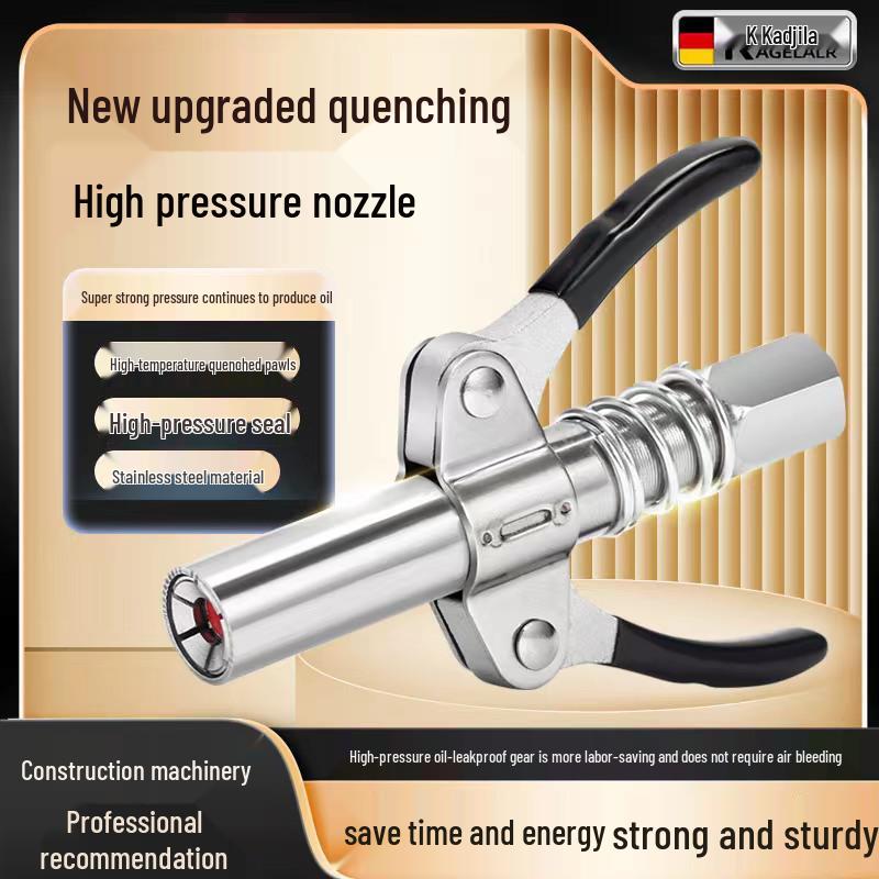 High-Pressure Self-Locking Grease Gun Nozzle with Pliers-Type Head