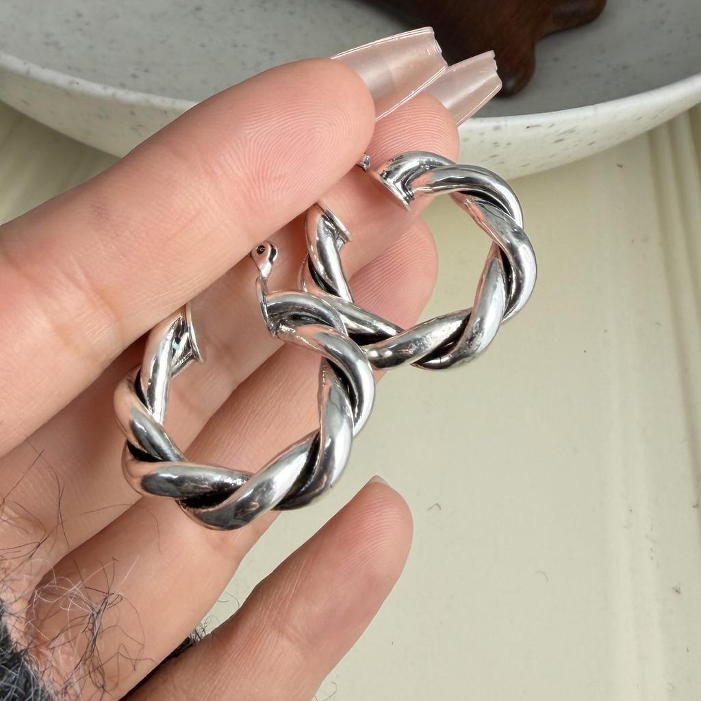 925 Sterling Silver Earrings For Women Trendy Geometric Retro Twist Earring Jewelry Prevent Allergy Party Gift Accessories