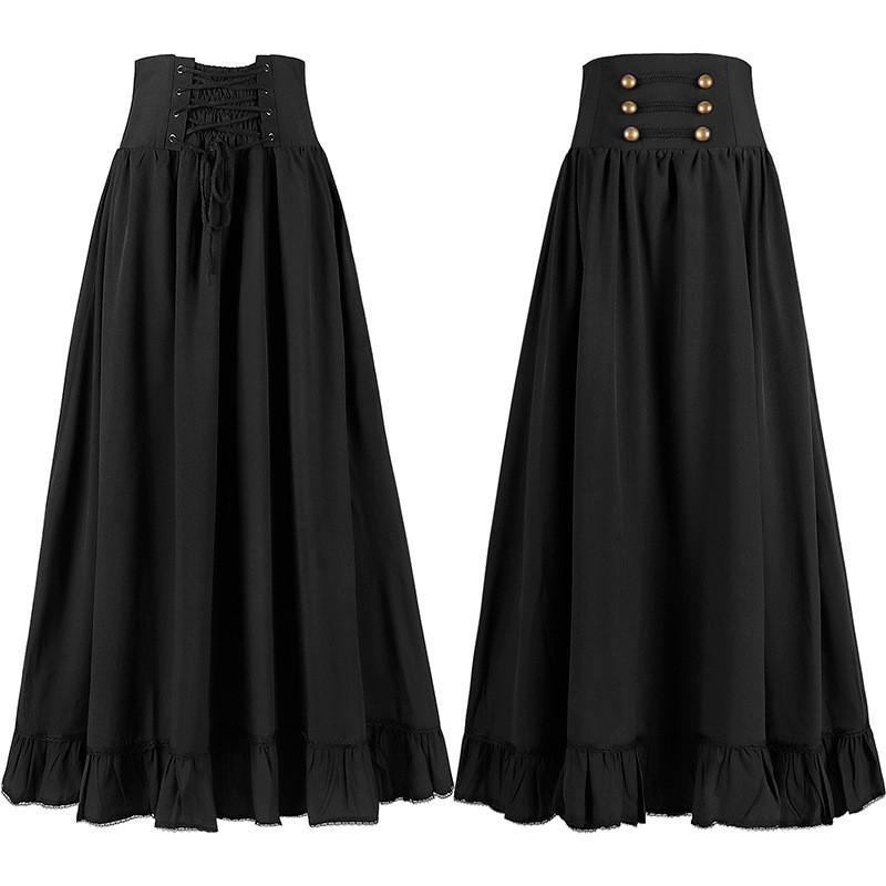 Halloween Gothic Renaissance Skirt With Drawstring For Cosplay And Costumes