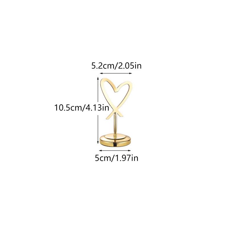 Heart Shape Memo Photo Stand Stainless Steel Card Holder Minimalist Metal Message Board For Home Office Decor With Non-Slip Base