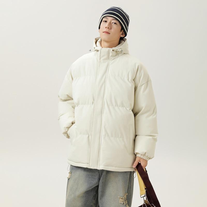 Autumn and Winter New Loose Stand-up Collar Hooded Cotton-padded Clothes Men, Guochao Simple and Versatile Warm Thickened Bread Cotton Clothes