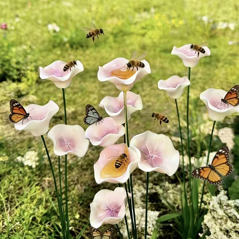 2pcs Flower Bee Sugar Feeders Butterfly Water Ceramic Feeders For Outdoor Bee Feeding Indoor Decoration Gardening Accessories