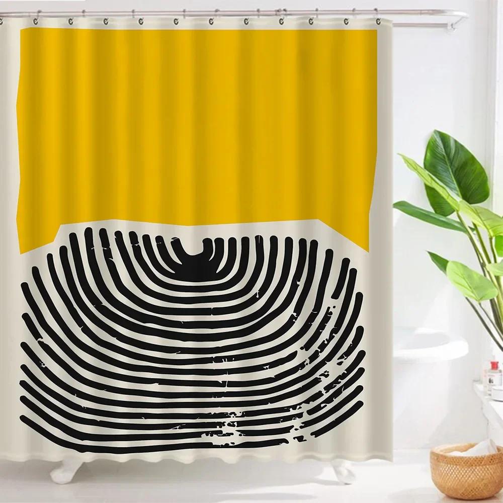 Abstract Artistic Shapes And Colors Print Water-Resistant Shower Curtain With Modern Design For Creative Bathroom Decor