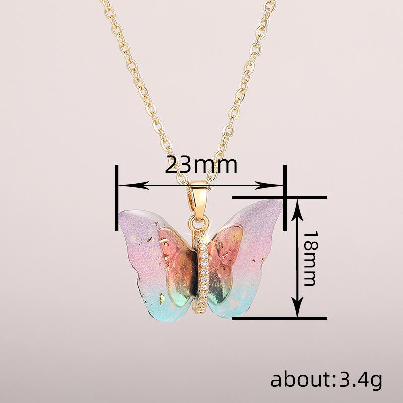 Butterfly Pendant Necklace for Women Fashion Party Daily Cute Animal Accessories Inlaid Bright CZ Versatile Lady Jewelry