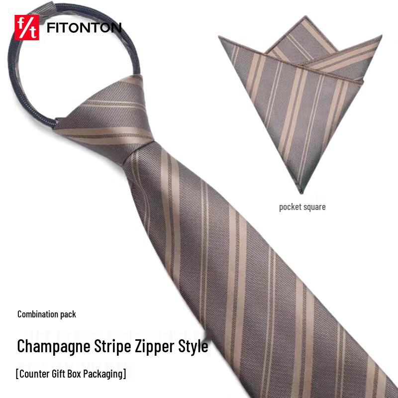 FitonTon Men s 8cm Pre-Tied Zipper Necktie