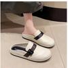 New autumn half-drag girls fashion casual flat-bottomed outer wear one pedal women's bag head sandals buckle half slippers women