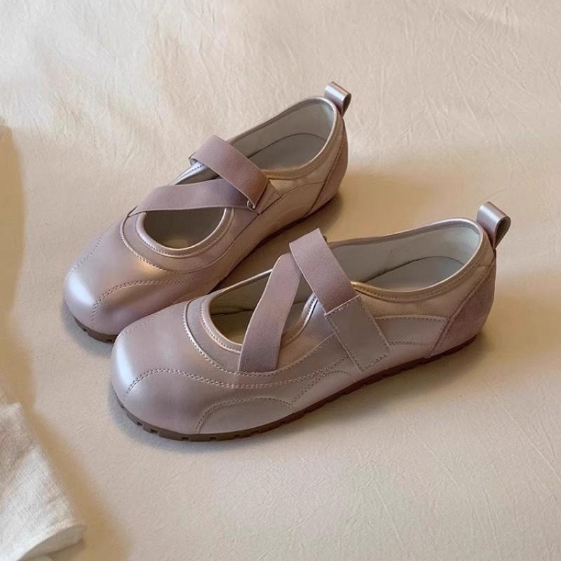 Ugly cute Velcro single shoes women's summer new cross-strap flat-bottomed breathable Mary Jane shoes