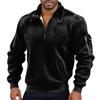 Men's Solid Color Corduroy Zipper Neck Long Sleeve Top Men's Casual Lapel Top