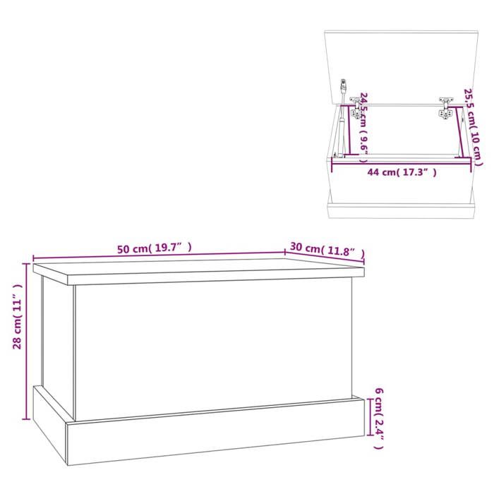 VidaXL Boîte de rangement blanc 50x30x28 cm bois d'ingénierie 816496
