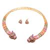 European and American Exaggerated Color Zircon Leopard Head Necklace Earrings Set Luxury Retro Court Style Full of Diamond Jewelry Accessories