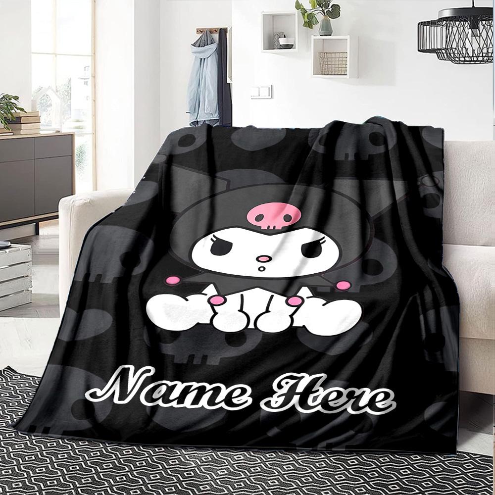 Customizable Kuromi2 Throw Blanket – Personalized Name, All-Season Cozy Snug Blanket, Machine Washable, Personalized Blanket