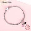 Fit Original European Bracelet 925 Sterling Silver Pink Enamel Dangle Beads Nail Polish Pendant Charms For Women Fashion Jewelry
