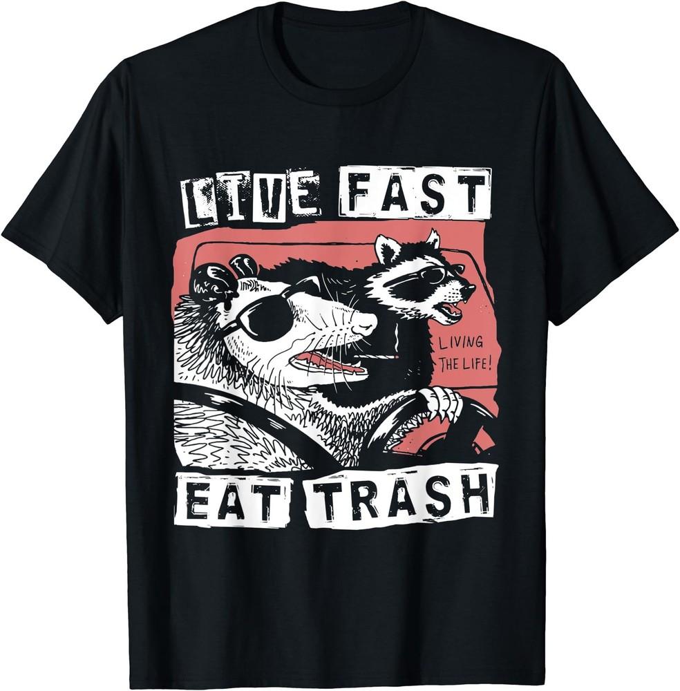 Funny Possum Raccoon Live Fast Eat Trash Street Cats Squad T-Shirt Unisex T-Shirt M