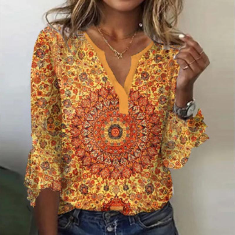 QICED Women's Fashion Casual Long Sleeve V Neck Blouses & Shirts
