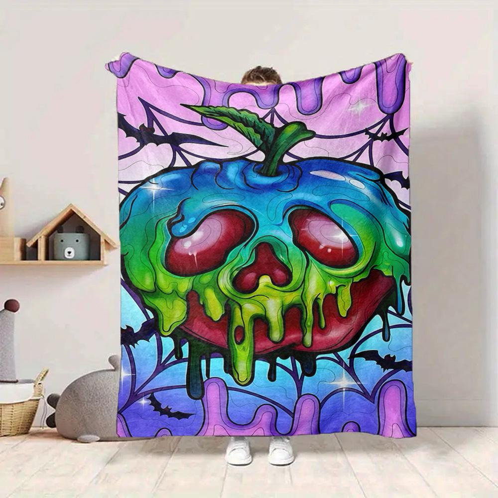 1pc Poison Apple Blanket, Lightweight Flannel Fleece with Digital Printing, Soft Warm for Sofa, Travel, Camping, Office, Couch, Chair, and Bed, All-Se