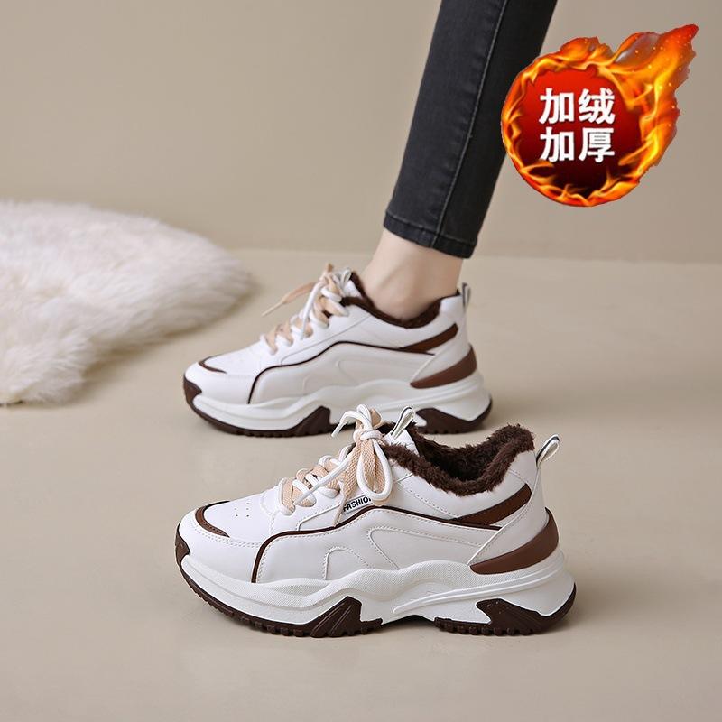 Winter velvet dad shoes 22 new ins thickened warm cotton shoes heightened sports tide shoes