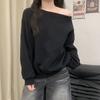 Off-shoulder Slanted Shoulder Sweatshirt Women In Spring Autumn Loose Lazy Design Off-shoulder Angled Shoulder Jazz Top