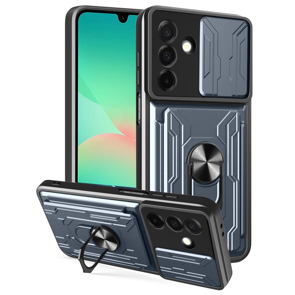 For Samsung Galaxy A26 5G Case PC+TPU Kickstand Phone Back Cover with Camera Slider