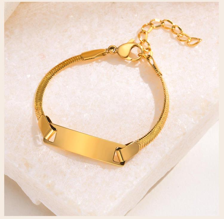 Bracelet Personnalisé pour Petit Garçon Fille, Acier Inoxydable Gravé Nom Date Fils Fille Maman Cadeau de Baptême