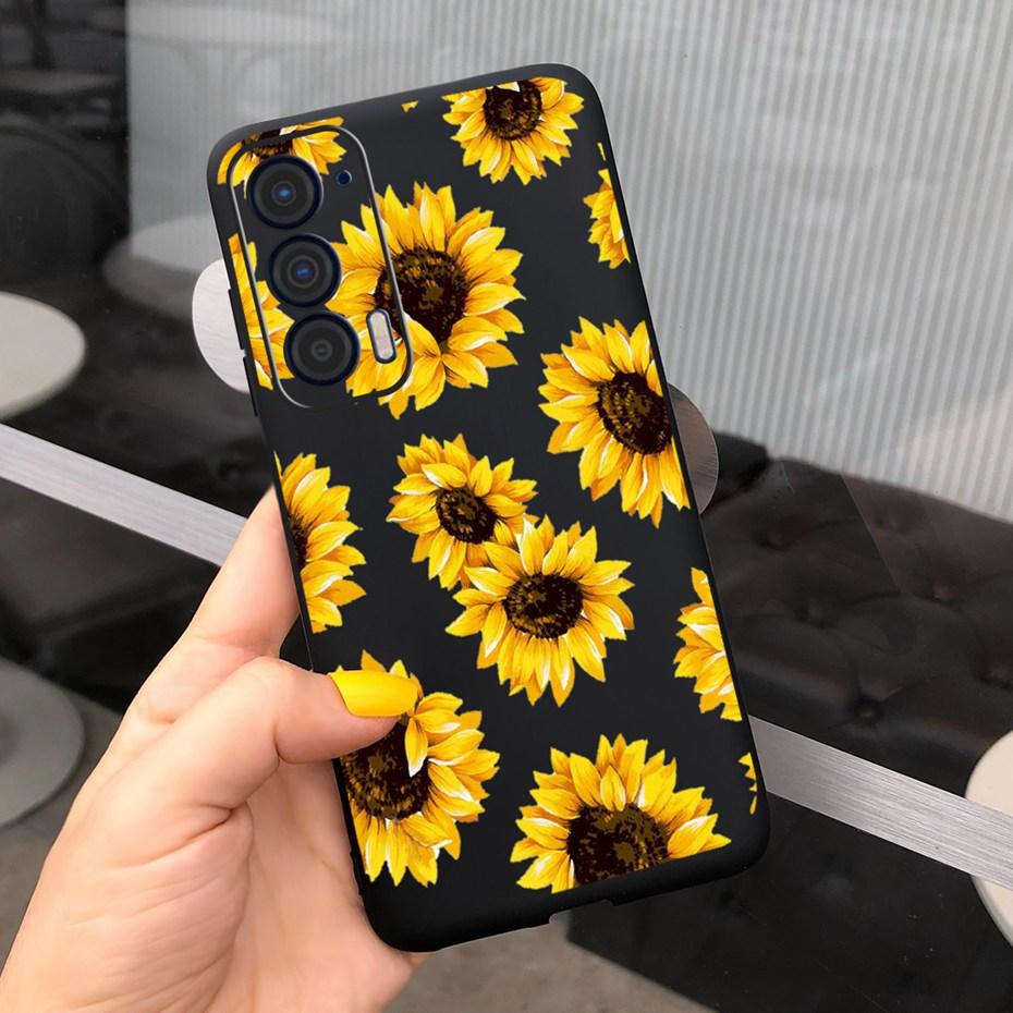 Silicon Case For Motorola Edge (2021) / Edge 5G UW (2021) Fashion Sunflower Daisy Pattern Soft Phone Cases For Edge 2021 XT2141