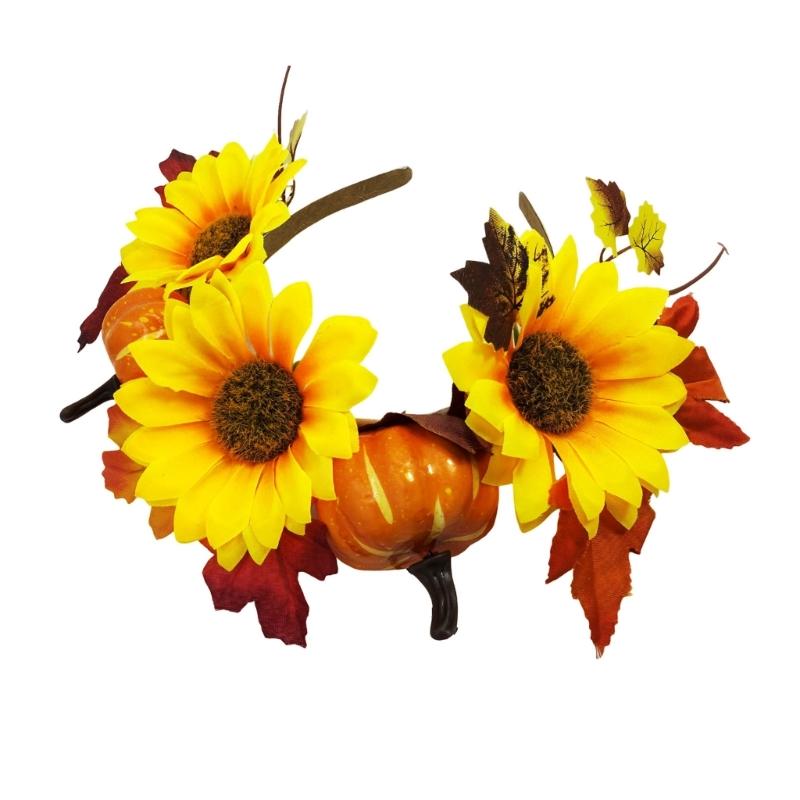 Autumn Flower Headband with Fabric Band Base, Easy Wear Hair Accessory for Harvest Gatherings, Photos, and Parties