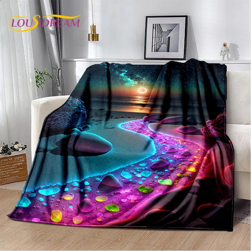 2025 New Style Beauty Colorful Pebble Road Beach Stone Scenery Blanket,Soft Throw Blanket for Home Bedroom Bed Sofa Cover Kids