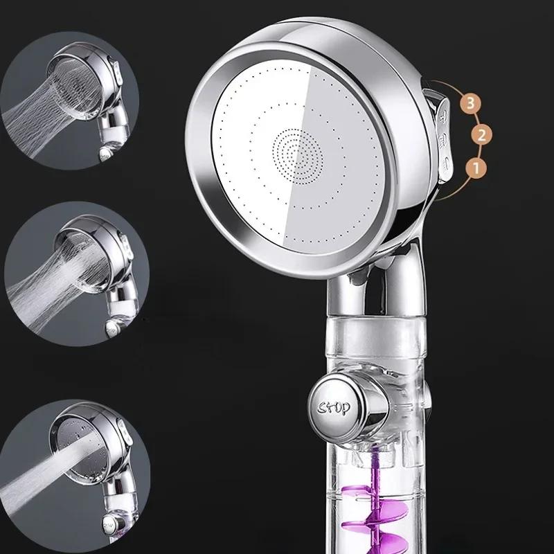 3 Modes High Pressure Shower Head Water Saving Showerhead with Stop Button Eco Filter Shower Head Bathroom Accessories
