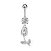 Crystal Belly Button Rings Stainless Steel Zircon Heart Crown Flower Navel Piercing Sexy Ombligo Body Piercing Jewelry