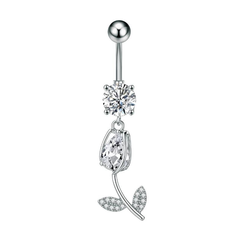 Crystal Belly Button Rings Stainless Steel Zircon Heart Crown Flower Navel Piercing Sexy Ombligo Body Piercing Jewelry