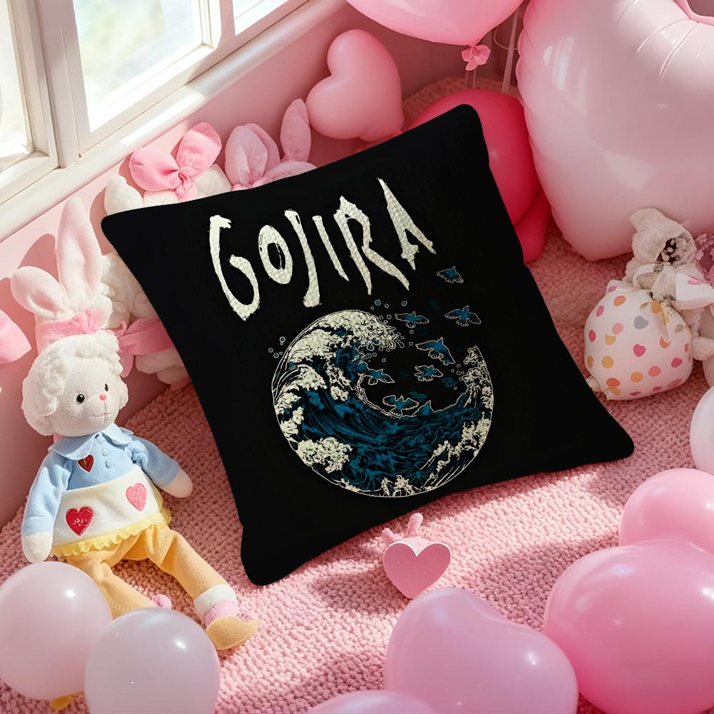 Band G-Gojira Cushion Cover Natural Linen Pillow Case Double-Sided Print Decorative Sofa Pillowcase Home Decor Gift