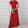 2025 Women's Slim Soft Round Neck Solid Color Short Sleeve Dress - Versatile Everyday Style