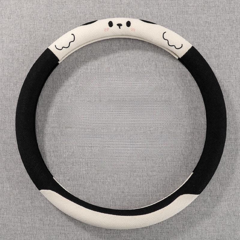 

Милая накладка на руль с щенком Дышащая противоскользящая накладка на руль Подходит для 14,5-15 дюймов Подходит для всех сезонов чёрный