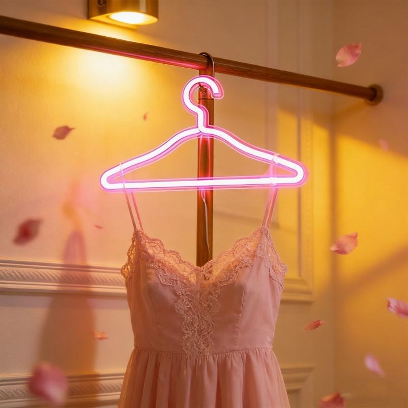 Modern Illuminated Garment Hanger Plastic Construction Clothes Organizer Laundry Hanger with Soft Lighting Effect