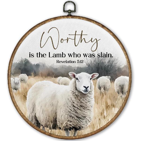 TLESKE Wildflower Christian Scripture the Lord Is My Shepherd Round Wall Art Decor 10x10, Floral Bible Verse Psalm Framed Canvas Wall Art Prints