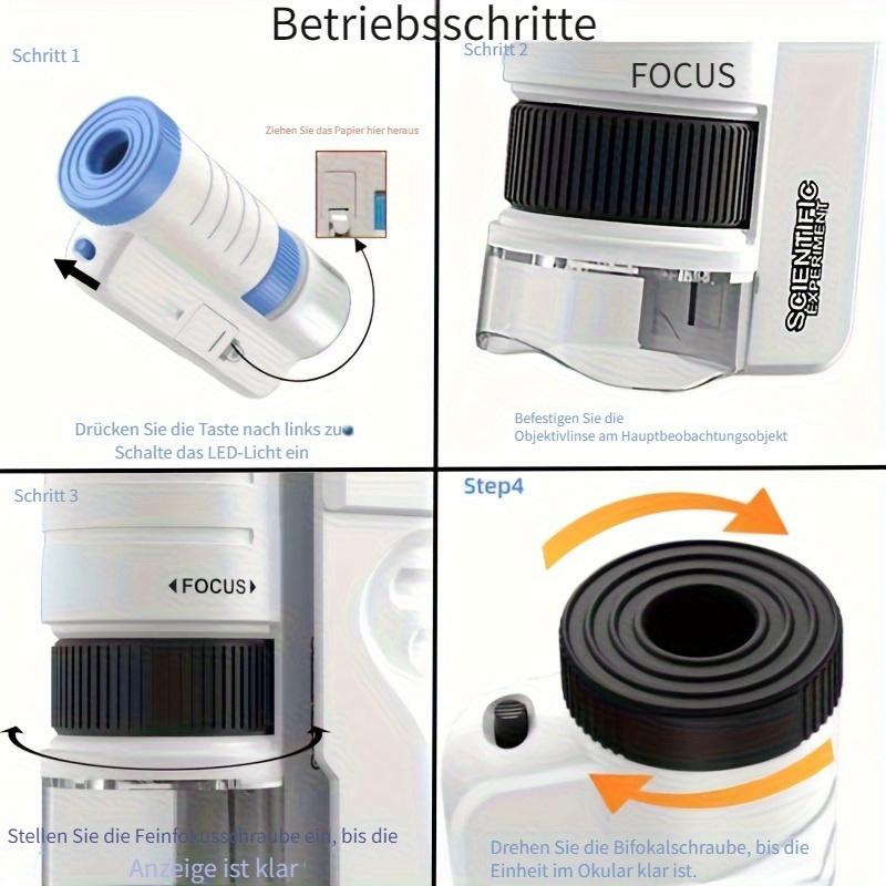 Microscop portabil LED pentru tineri/Jucărie științifică educațională portabilă pentru explorarea biologiei/Perfect de Crăciun /cu controale de focalizare și expunere