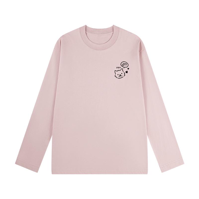 

2025 Trendy Women s Hong Kong Style Long-Sleeve Cotton Round Neck Loose Top for Autumn L (115-130 lbs)