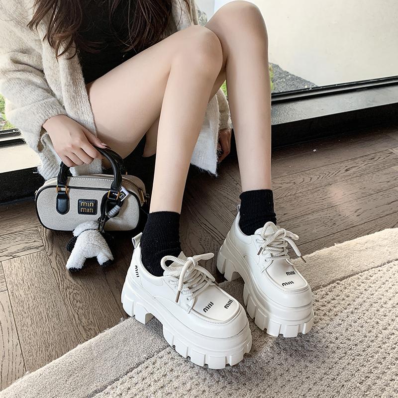 Fashion Spring Summer British Shoes Women Patent Leather Platform Shoes High Platform Chunky Heel Pumps 8CM Zapatos De Mujer